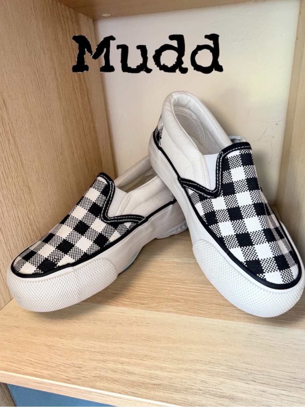Mudd Kids Slip On Sneakers Plaid Checkered Casual Shoes Youth Size 10 Unisex